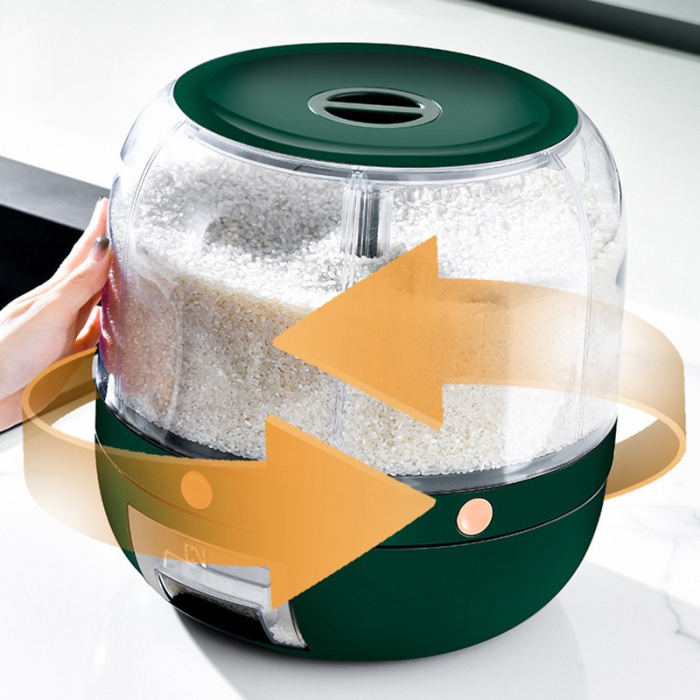 Dozator de cereale Flippy, rotativ 360, 6 compartimente, capacitate 3 L, rezistent la umezeala, inchidere etansa, verde inchis [7]