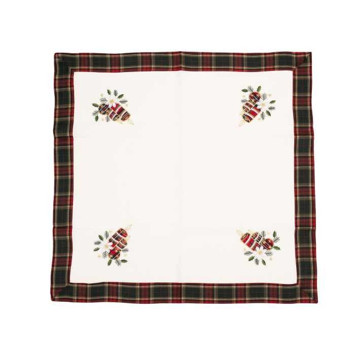 Fata de Masa Flippy, Material In Brodat, cu Motive de Craciun Lumanari, 85 x 85 cm, Alb [4]