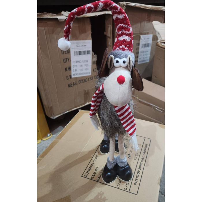 Figurina de Craciun, Flippy, Ren 3D, din Panza si Polistiren, 70 cm Inaltime, Multicolor [3]