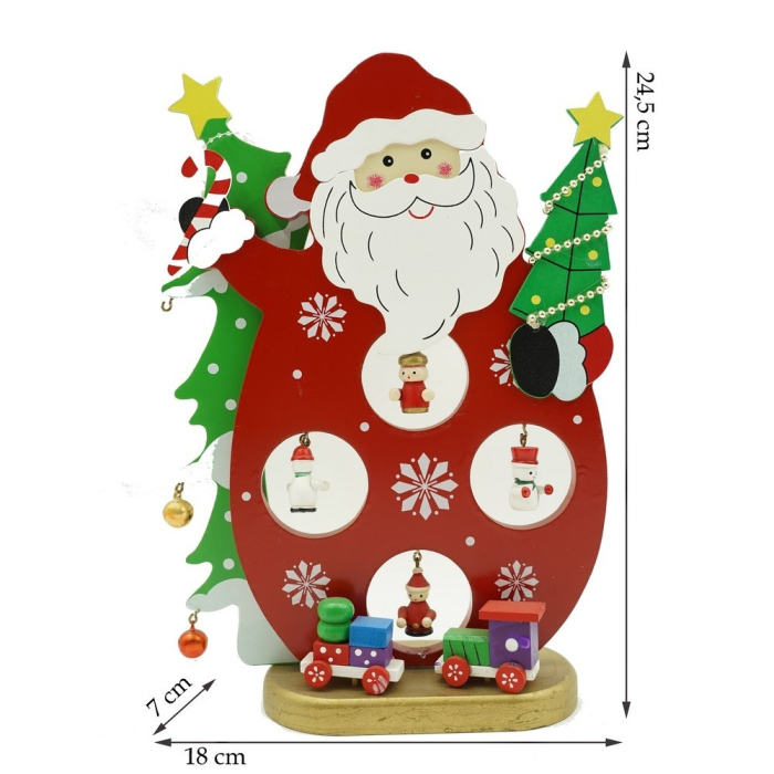 Figurina decorata, Mos Craciun, Rosu, din Lemn, 18 cm x 24.5 cm, Interior, Flippy [10]