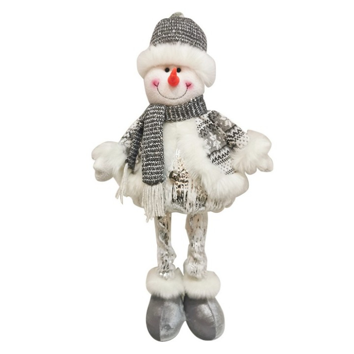 Figurina Decorativa, Pentru Craciun, Flippy, Om de Zapada, Picioare Telescopice, Inaltime Reglabila 33- 70 cm, Pantaloni Luciosi, Alb/Argintiu [2]
