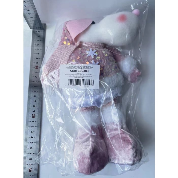 Figurina Decorativa, Pentru Craciun, Flippy, Ren, Picioare Telescopice, Inaltime Reglabila 44-54cm, Bluza cu Paiete, Roz [5]