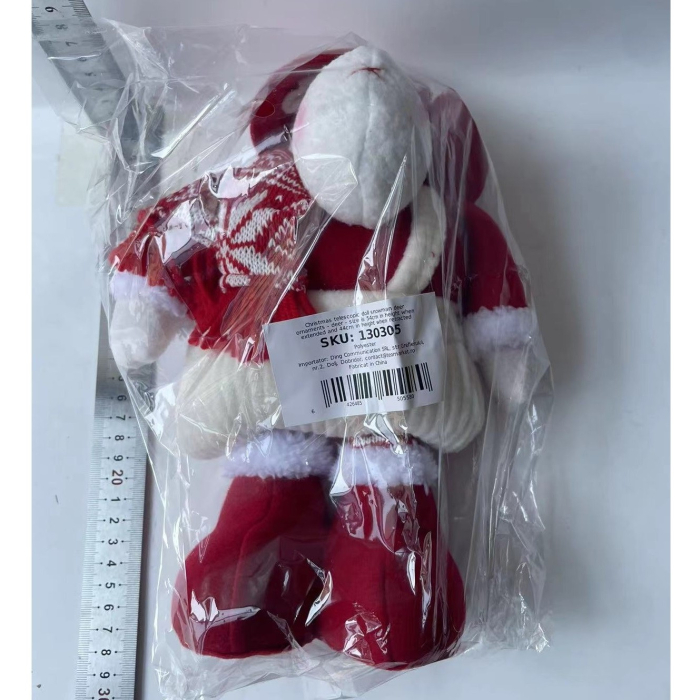 Figurina Decorativa, Pentru Craciun, Flippy, Ren, Picioare Telescopice, Inaltime Reglabila 44-54cm, Caciula cu Inimioare, Alb/Rosu [5]