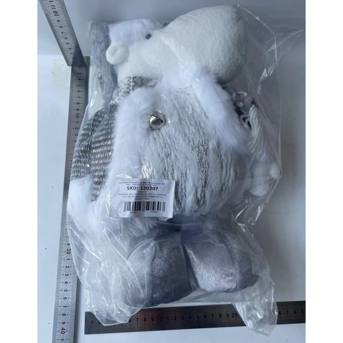 Figurina Decorativa, Pentru Craciun, Flippy, Ren, Picioare Telescopice, Inaltime Reglabila 52- 82 cm, Pantaloni Luciosi, Alb/Argintiu [7]