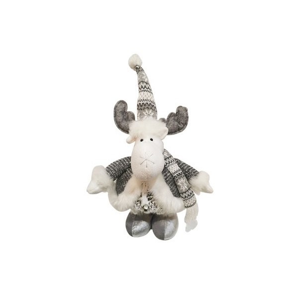 Figurina Decorativa, Pentru Craciun, Flippy, Ren, Picioare Telescopice, Inaltime Reglabila 52- 82 cm, Pantaloni Luciosi, Alb/Argintiu [2]