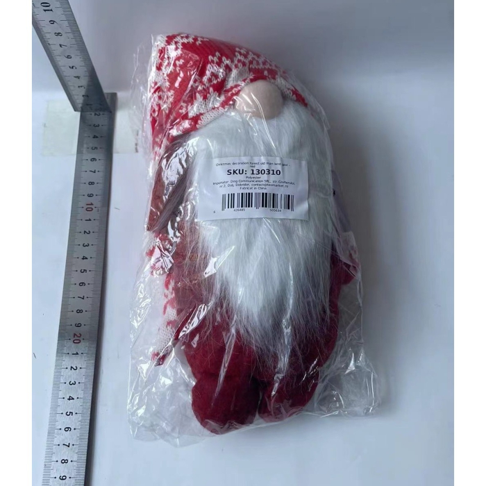 Figurina Decorativa, Pentru Craciun, Flippy, Spiridus, Omul Padurii cu Barba Lunga, Inaltime 47 cm, Rosu [4]