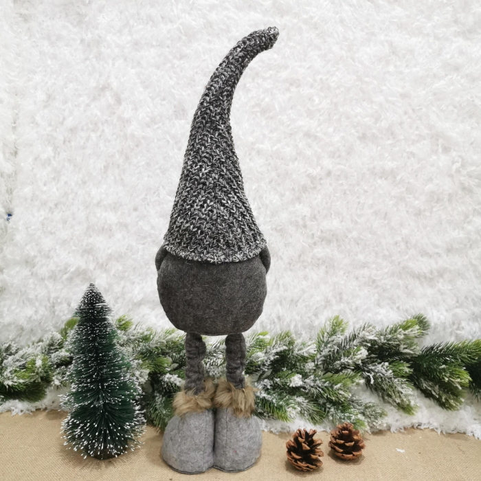 Figurina Decorativa, Pentru Craciun, Flippy, Spiridus, Omul Padurii Indragostit, Picioare Telescopice, Inaltime reglabila 42 - 52 cm, Gri [3]