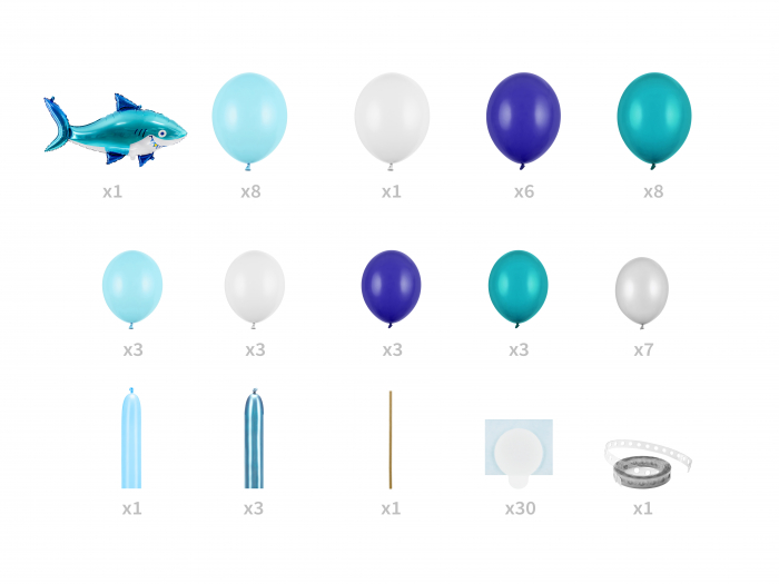 Balloon garland - Shark, blue, 150x95cm [2]
