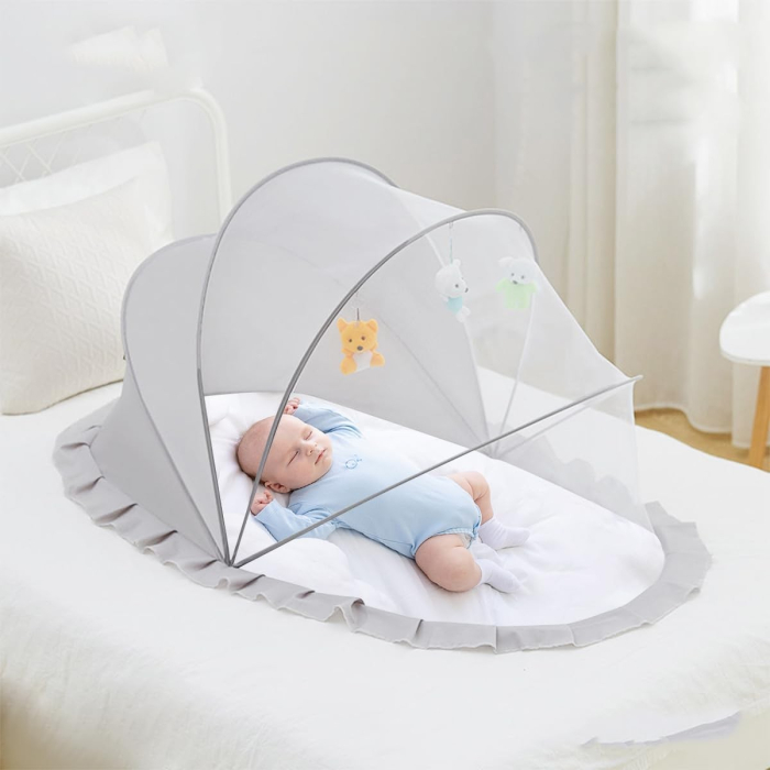 Husa Anti-Tantari, Flippy, Pliabila, Protectie 360 Grade, 0-1 An, 60 x 55 x 5 cm, Gri [3]