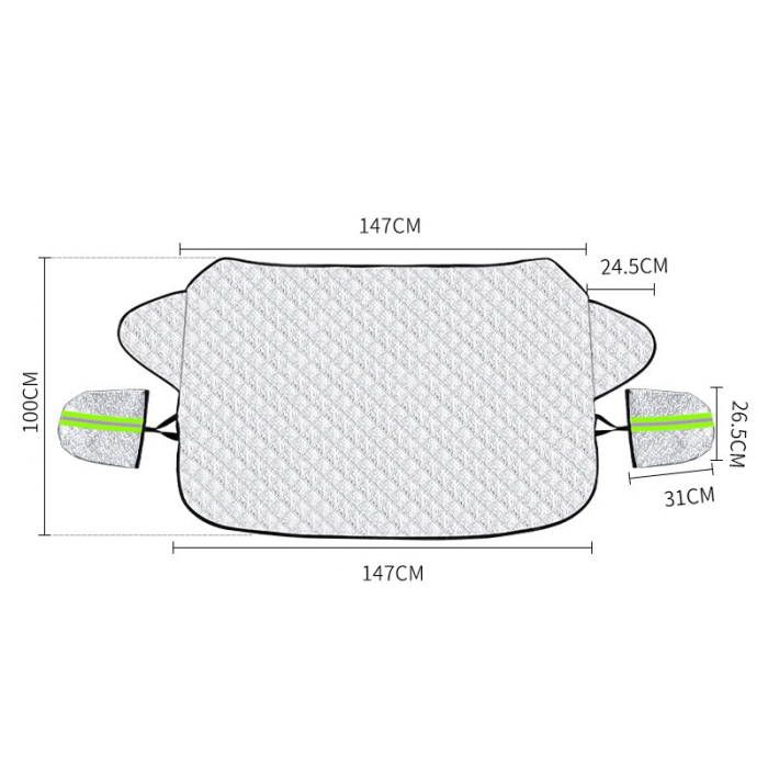 Husa de Protectie pentru Parbriz, Flippy, Protectie pentru Zapada Gridnina Soare, Scut Auto anti Zapada, 150 x 110 cm Argintiu [3]