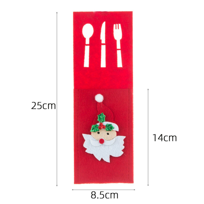 Husa decorativa pentru set tacamuri Flippy, model Mos Craciun, material poliester, 25 x 8.5 cm, rosu [2]