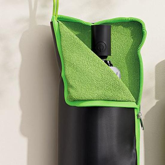 Husa Depozitare Umbrela , Impermeabila, Interior Microfibra, cu Fermoar, 28 x 12 cm, Negru/Verde [2]