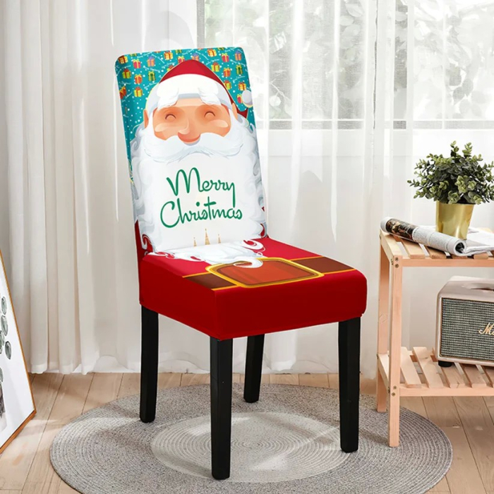 Husa pentru scaun, Flippy, Tematica Craciun, Model 3 Merry Christmas, Alb/Albastru [2]