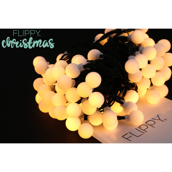 Instalatie Craciun, 12 metri, 100 de LED-uri cu ornament tip Bulb, 8 jocuri de lumini, alb cald, cu energie solara, liniar, interior/exterior, Flippy [6]