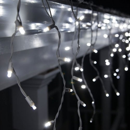Instalatie Craciun, 140 m, Led-uri ,Franjuri, Alb rece, Flash, Alimentator, Interconectabila, Fir Alb Cauciucat, 220v, Flippy [2]