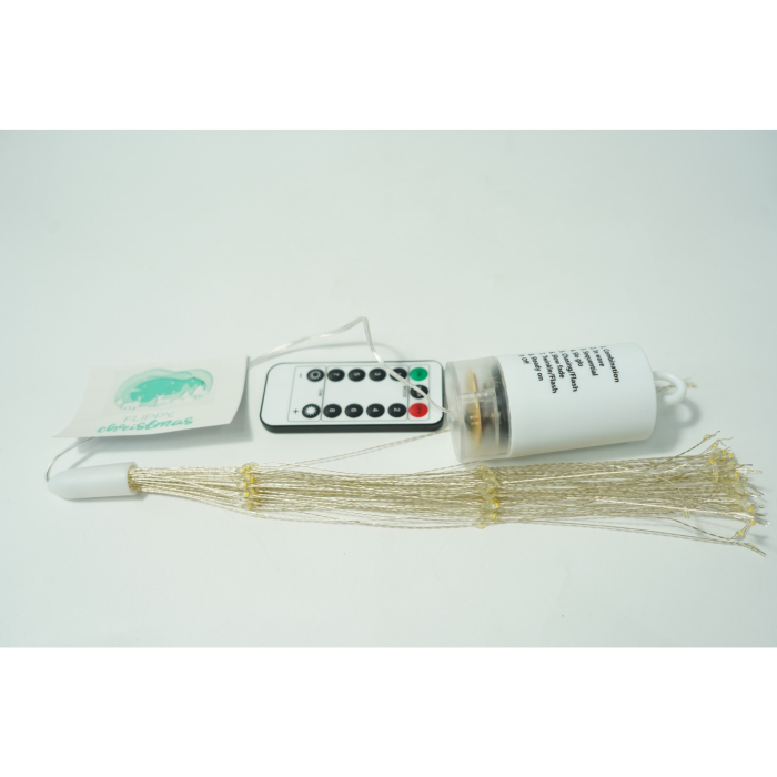 Instalatie Craciun, 150 LED-uri, alb cald, telecomanda 8 functii, cu baterii, explozie fireworks, fir cupru, interior/exterior, Flippy [6]