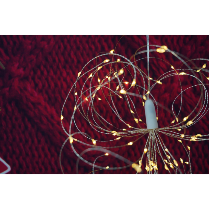 Instalatie Craciun, 180 LED-uri, alb cald, telecomanda 8 functii, cu baterii, explozie fireworks, fir cupru, interior/exterior, Flippy [3]