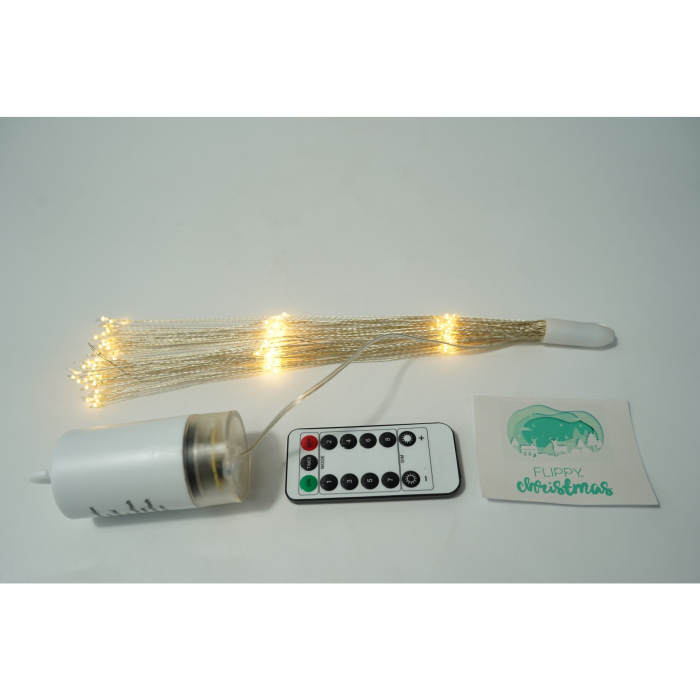 Instalatie Craciun, 180 LED-uri, alb cald, telecomanda 8 functii, cu baterii, explozie fireworks, fir cupru, interior/exterior, Flippy [5]