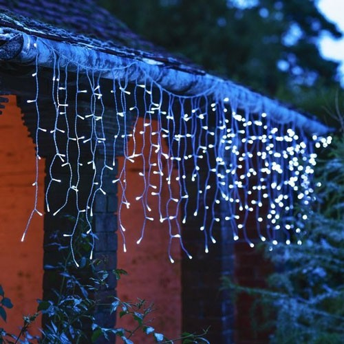 Instalatie Craciun, 190 m, Led-uri ,Franjuri, Alb rece, Flash, Alimentator, Interconectabila, Fir Alb Cauciucat, 220v, Flippy [3]