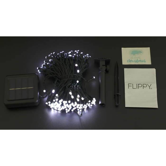 Instalatie Craciun, 20 metri, 200 de LED-uri, Alb Rece, cu energie solara, fir de cupru, liniar, interior/exterior, Flippy [5]