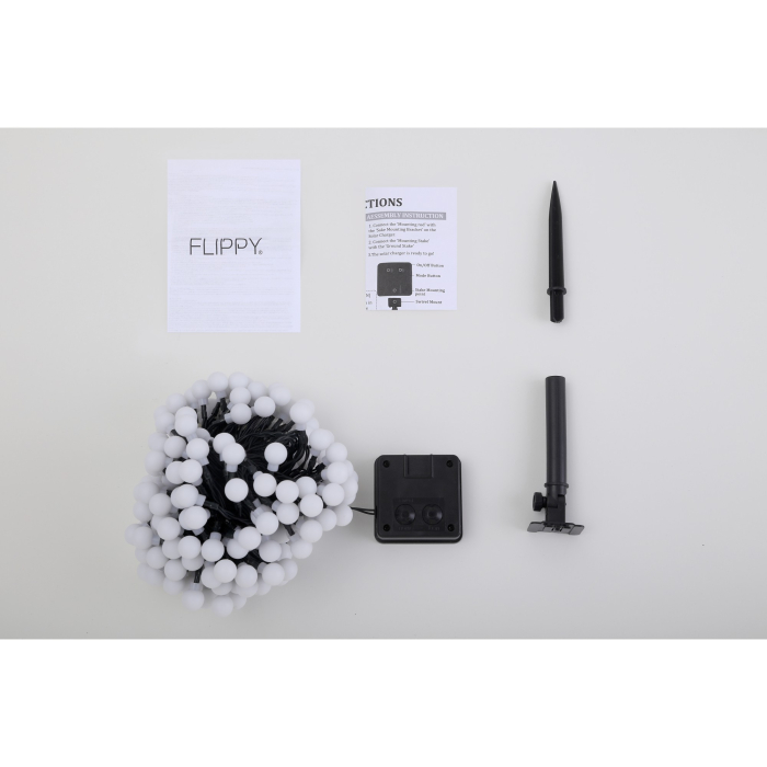 Instalatie Craciun, 22 metri, 200 de LED-uri cu ornament tip Bulb, 8 jocuri de lumini alb cald, cu energie solara, liniar, interior/exterior, Flippy [2]