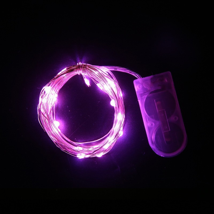 Instalatie Craciun, 3 metri, 30 LED-uri, Roz, cu baterii, fir cupru, liniar, interior/exterior, Flippy [2]