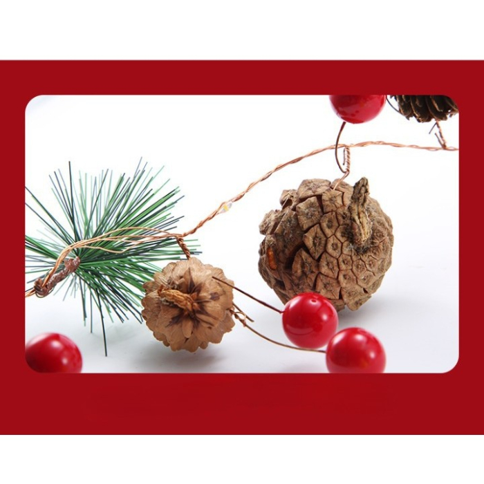 Instalatie Craciun cu baterii, 2 metri, 20 LED-uri tip Ace, conuri de pin si clopotei, Alb Cald, Flippy [6]