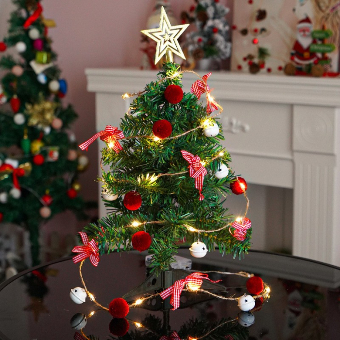 Instalatie Craciun cu baterii, 2 metri, 20 LED-uri tip clopotei si mingiute, Alb Cald, Flippy [6]