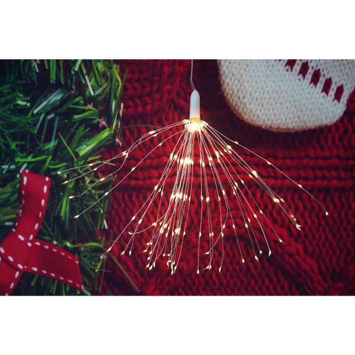 Instalatie Craciun, Flippy, 200 LED-uri, Telecomanda 8 functii, Incarcare Solara, Explozie Fireworks, Fir Cupru, interior/exterior, Alb Cald [3]