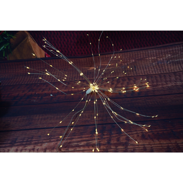 Instalatie Craciun, Flippy, 200 LED-uri, Telecomanda 8 functii, Incarcare Solara, Explozie Fireworks, Fir Cupru, interior/exterior, Alb Cald [4]