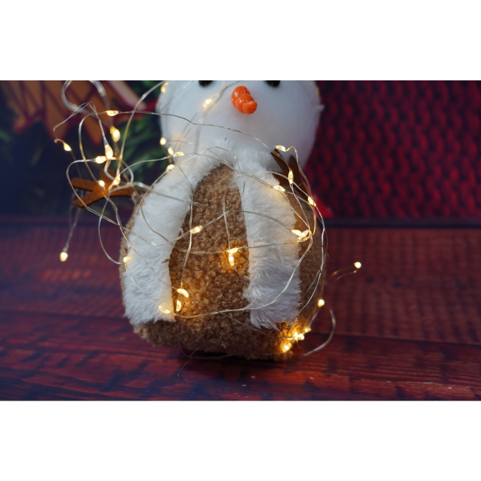 Instalatie Craciun, Liniara, 3 m, Baterii, 30 LED-uri, Alb Cald, Fir Cupru, Interior/Exterior, Flippy [3]