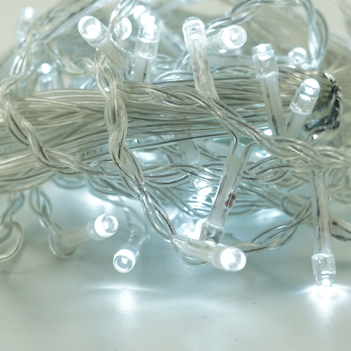 Instalatie Craciun, Tip Perdea, 1 m x 1 m, 60 LED-uri, Alb Rece, Controler, 8 jocuri de lumini, Interconectabila, Fir transparent, Interior/ Exterior, Flippy [2]