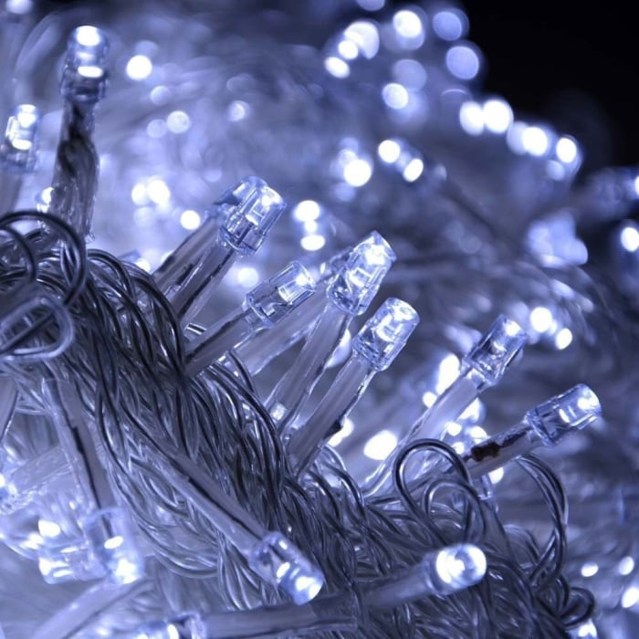 Instalatie Craciun Turturi, IP44, 33 m, 954 Led-uri ,Perdea Franjurata, Alb rece, 8 jocuri de lumini, Transformator 31 V, Putere 9 W, Interconectabila, Interior/Exterior, Prelungitor 3 m inclus, Fir N [9]