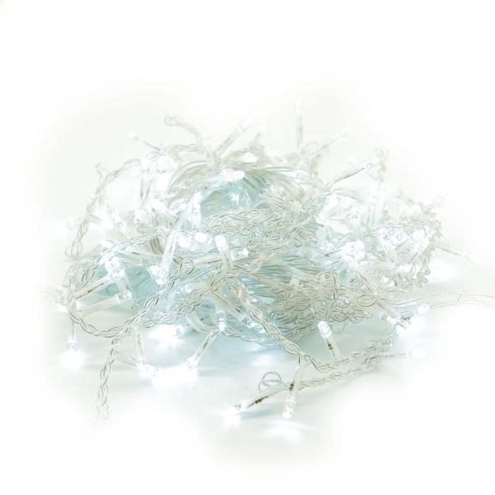 Instalatie Craciun Yoto, Tip Franjuri/Turturi, 4 m, 120 LED-uri, Prelungitor 1.5 m, 8 Jocuri de Lumini, Interconectabila, Conectare la Retea, Fir transparent, Interior/Exterior, Alb Rece [9]