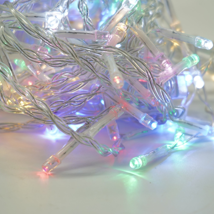 Instalatie Craciun Yoto, Tip Perdea, 2 m x 1 m, 120 LED-uri, Prelungitor 1.5 m, 8 Jocuri de Lumini, Interconectabila, Fir transparent, Interior/Exterior, Multicolor [8]