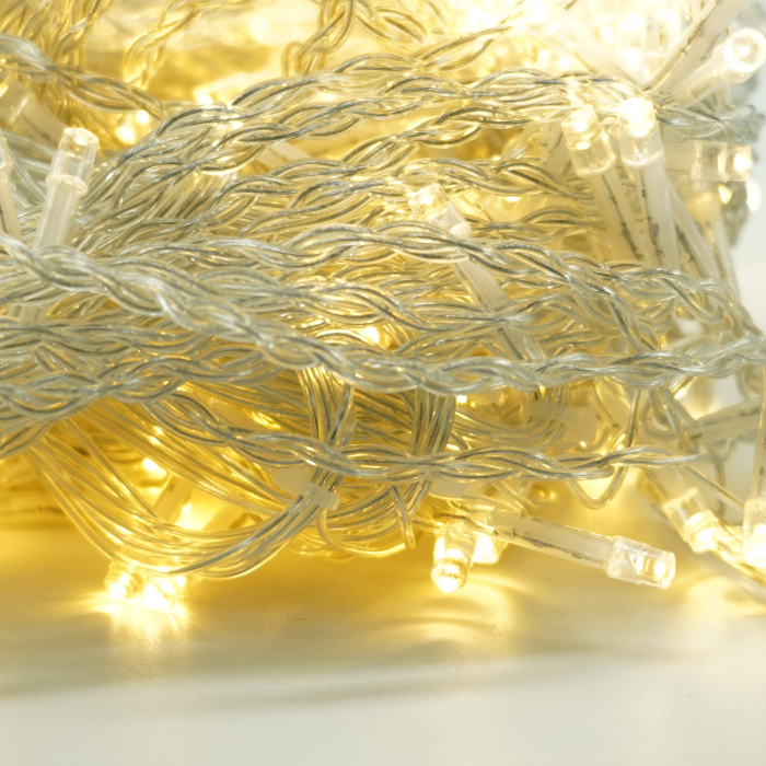 Instalatie Craciun Yoto, Tip Perdea, 5 m x 1 m, 200 LED-uri, Prelungitor 1.5 m, 8 Jocuri de Lumini, Interconectabila, Fir transparent, Interior/Exterior, Alb Cald [7]