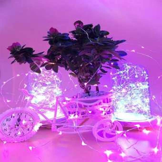 Instalatie de Craciun cu Baterii Fir Cupru Tip Sir 5 m 50 LED -uri Roz [3]