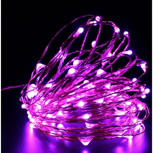 Instalatie de Craciun cu Baterii Fir Cupru Tip Sir 5 m 50 LED -uri Roz [1]