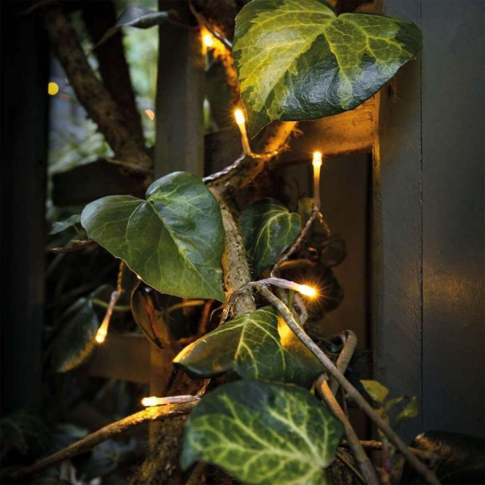 Instalatie de Craciun cu Baterii Tip Liniar, 2 jocuri de lumini, Fir Transparent 1 m 10 LED -uri, Alb Cald [1]