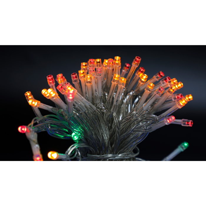 Instalatie de Craciun cu Baterii Tip Liniar, 2 jocuri de lumini, Fir Transparent 10 m 100 LED -uri, Multicolor [6]