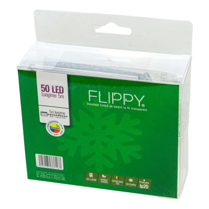 Instalatie de Craciun cu Baterii Tip Liniar, 2 jocuri de lumini, Fir Transparent 5 m 50 LED -uri, Multicolor [4]