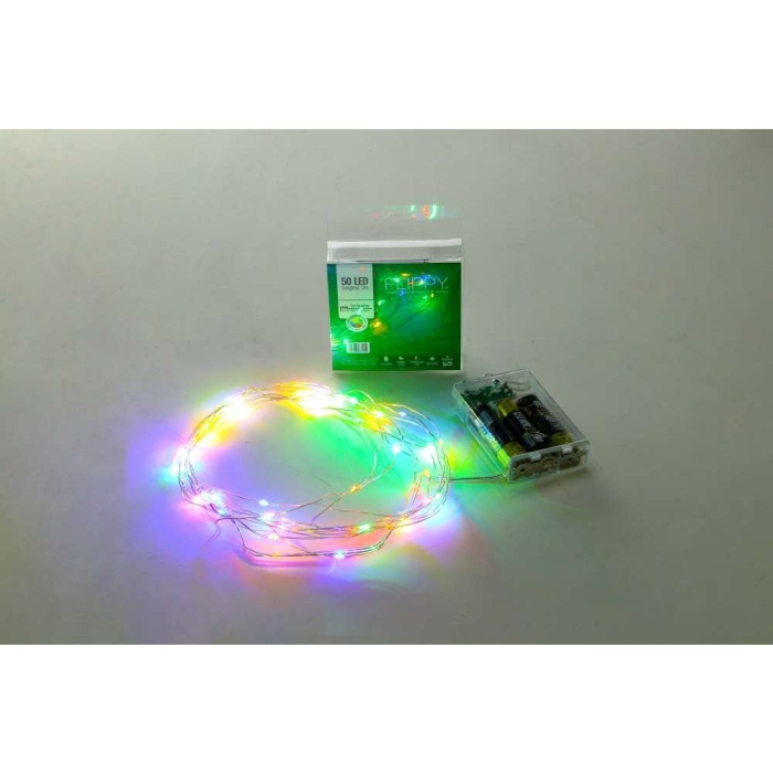 Instalatie de Craciun cu Baterii Tip Liniar, 2 jocuri de lumini, Fir Transparent 5 m 50 LED -uri, Multicolor [2]