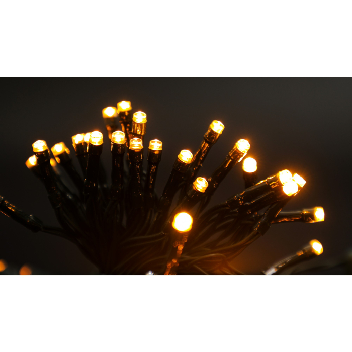 Instalatie de Craciun cu Baterii Tip Liniar, 2 jocuri de lumini, Fir Verde 5 m 50 LED -uri, Alb Cald [6]