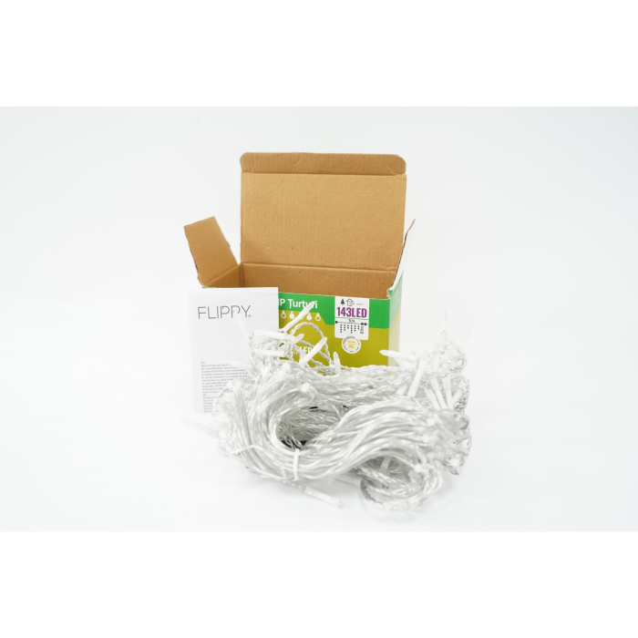Instalatie de Craciun Flippy® Tip Franjuri cu Flash, Sectiune 5 m, 143 LED-uri, Interconectabila, Fir Transparent, Alb Cald [1]