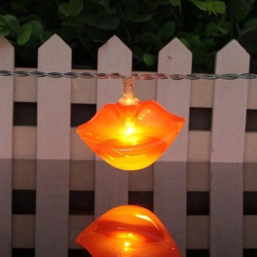 Instalatie de Craciun, Flippy®, Tip Sir cu Baterii, 1.5 m, 10 LED-uri, Model Buze, Rosu [8]