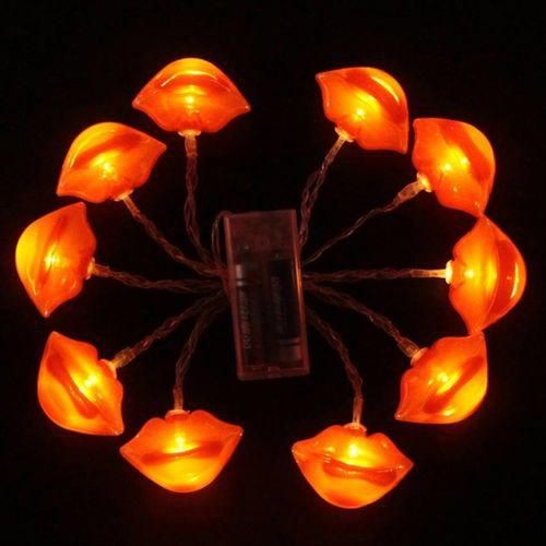 Instalatie de Craciun, Flippy®, Tip Sir cu Baterii, 1.5 m, 10 LED-uri, Model Buze, Rosu [1]