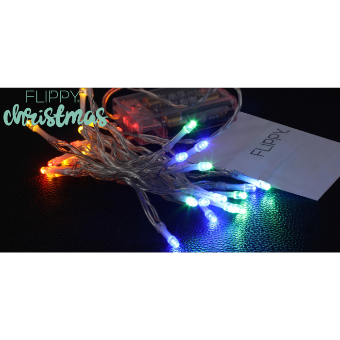 Instalatie de Craciun, Liniara, 1 m, Baterii, 10 LED-uri, Multicolor, 2 Jocuri de Lumini, Fir Transparent, Interior/Exterior, Flippy [6]
