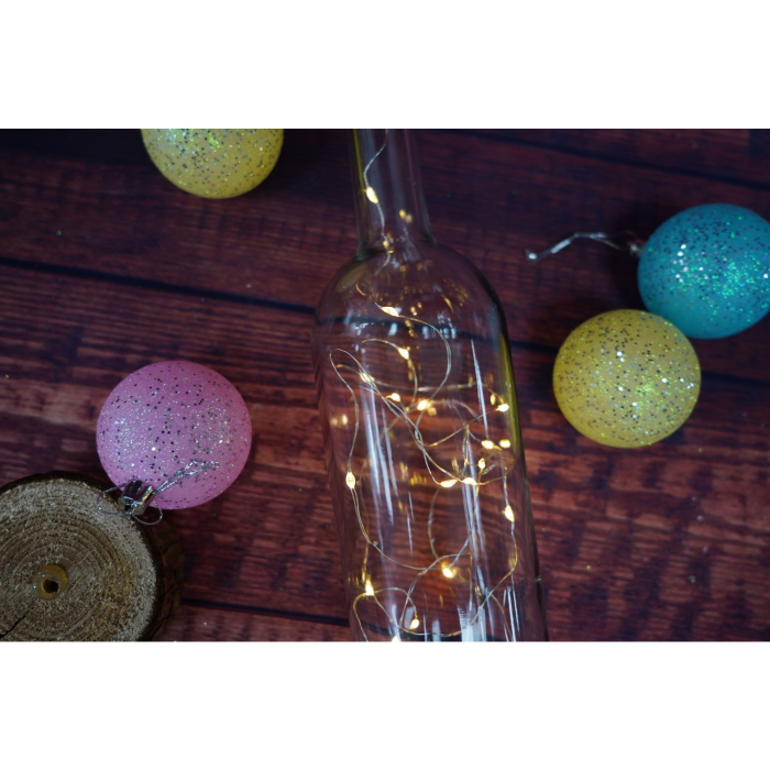 Instalatie de Craciun, Liniara, 2 m, Baterii, 20 LED-uri, Alb Cald, Fir Cupru, Interior/Exterior, Flippy [4]