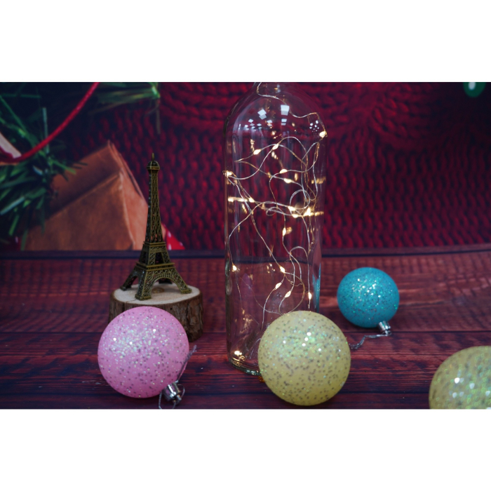 Instalatie de Craciun, Liniara, 2 m, Baterii, 20 LED-uri, Alb Cald, Fir Cupru, Interior/Exterior, Flippy [6]