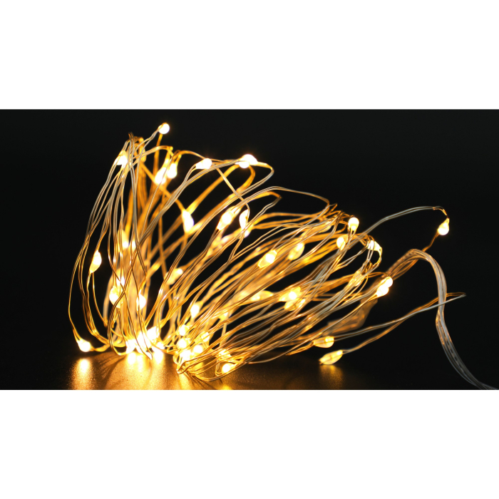 Instalatie de Craciun, Liniara, 5 m, Baterii, 50 LED-uri, Alb Cald, Fir Cupru, 2 Jocuri de Lumini, Interior/Exterior, Flippy [12]